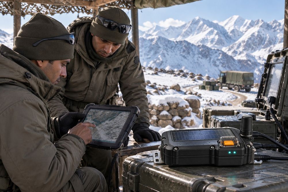 Rugged device at a high-altitude post (concept)